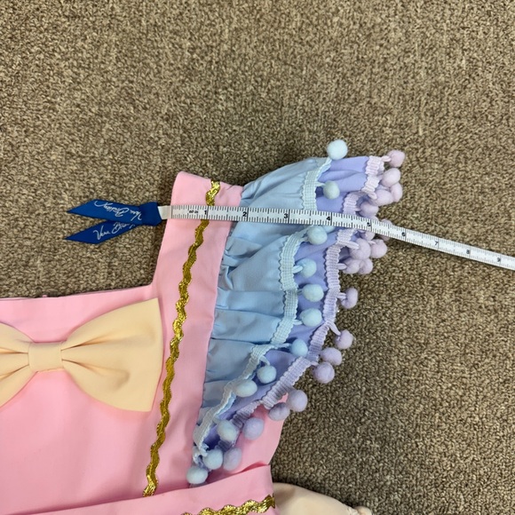 Trish Scully: Girls Pom Pom Dress, Pink / Blue/ Yellow / Purple, Size 5 - Picture 7 of 11